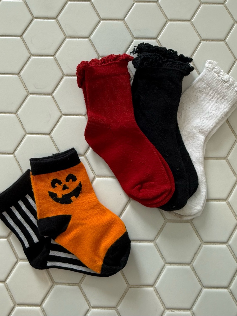 Kids Halloween & Everyday Crew Socks Pack - Red, Black, White, Orange